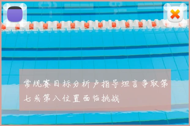 常规赛目标分析卢指导坦言争取第七或第八位置面临挑战